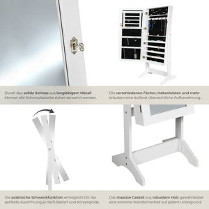 Schmuckschrank mit Spiegel, hochkant weiss