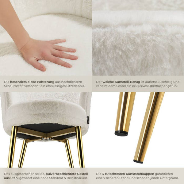 Sessel Stella Kunstfell creme/gold