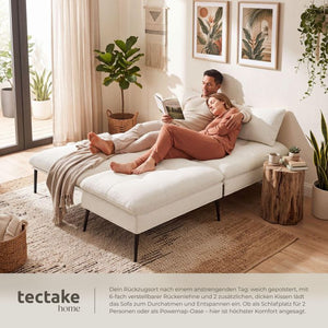 Schlafsofa Tokio 3in1 mit neigbarer Rückenlehne creme-weiss