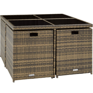 Aluminium Rattan Sitzgruppe Manhattan 4+4+1, natur
