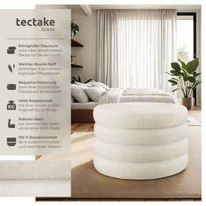 Sitzhocker mit Stauraum Altu XL Bouclé creme-weiß