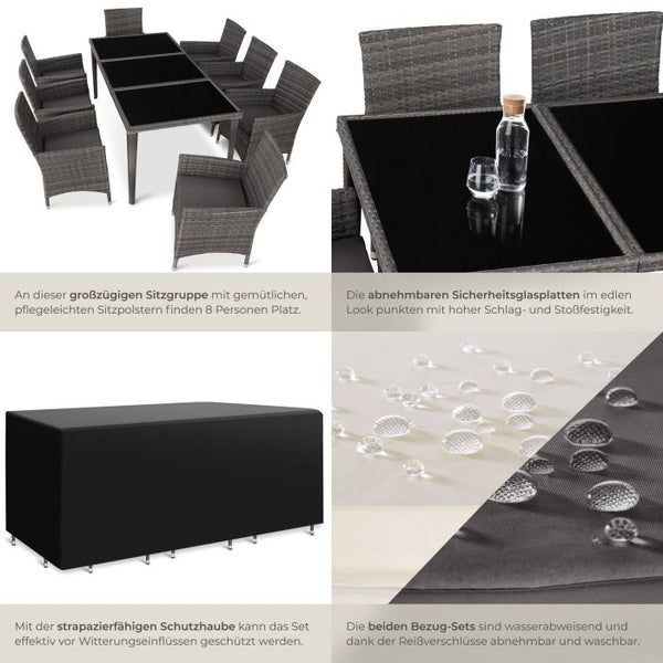 Aluminium Rattan Sitzgruppe Menorca grau