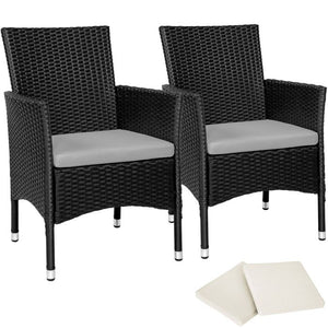 2er Set Rattanstuhl Nantes schwarz/beige