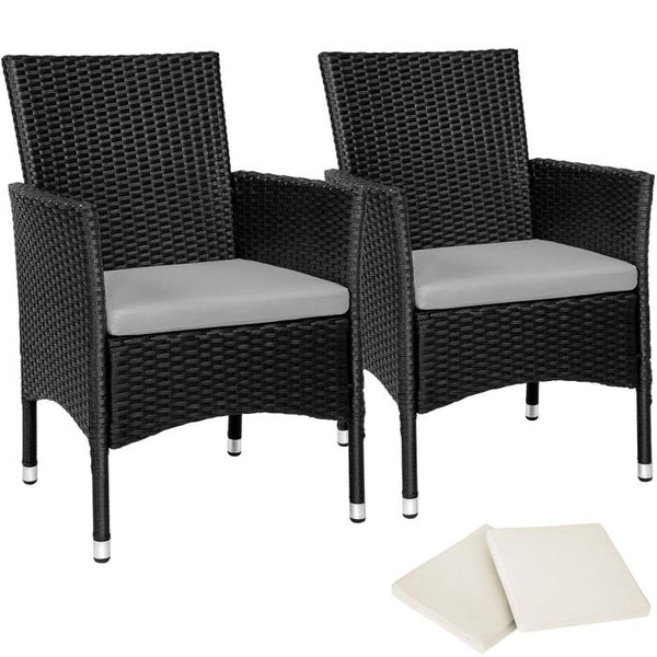 2er Set Rattanstuhl Nantes schwarz/beige
