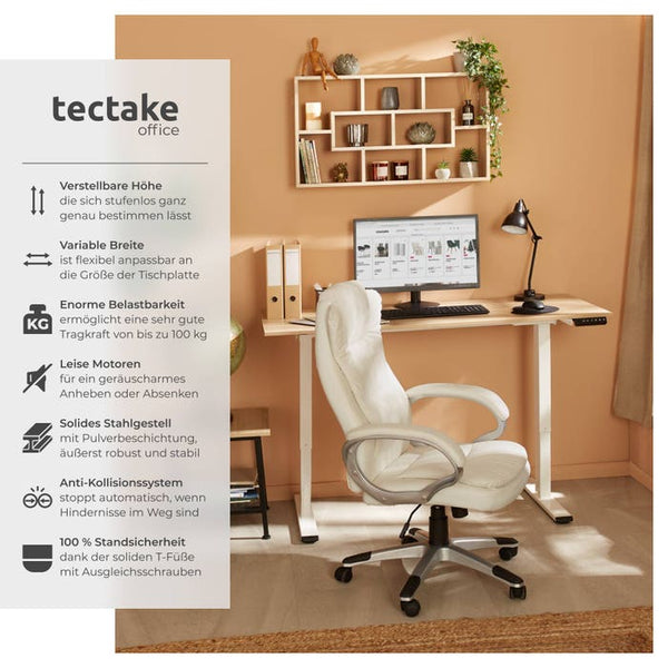 Struttura per tavolo Melville, regolabile in altezza, 110-168x60x70-119cm, bianco
