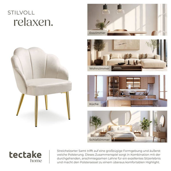 Cocktailsessel Hellen créme/gold 6er Set