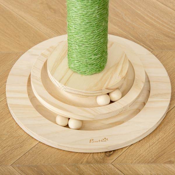 Kratzbaum Kaktus Katzenbaum Kiefernholz Sisal Seil Kratzstamm 60 cm Grün+Natur
