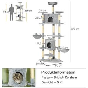Pawhut Kratzbaum Sisal Höhle 60 x 60 x 200 cm