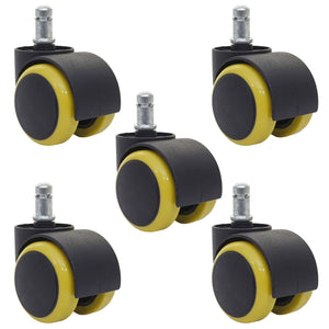 5x Hartbodenrollen Bürostuhl-Rollen 150kg belastbar 50mm gelb