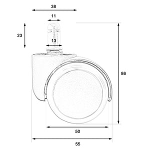 5x Hartbodenrollen Bürostuhl-Rollen 150kg belastbar 50mm grau