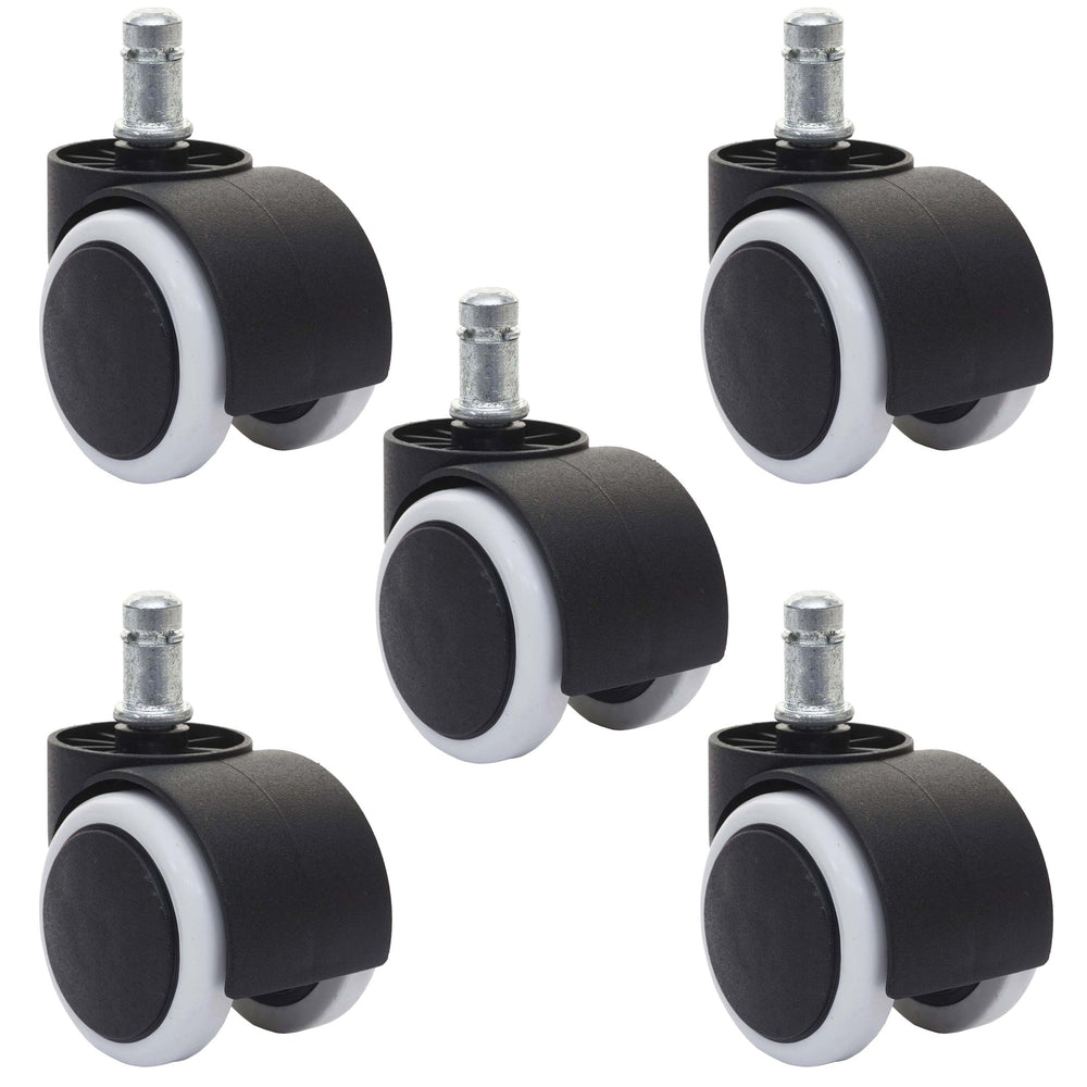 5x Hartbodenrollen Bürostuhl-Rollen 150kg belastbar 50mm weiss