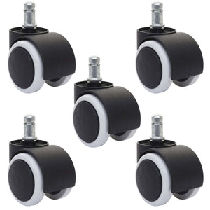 5x Hartbodenrollen Bürostuhl-Rollen 150kg belastbar 50mm weiss