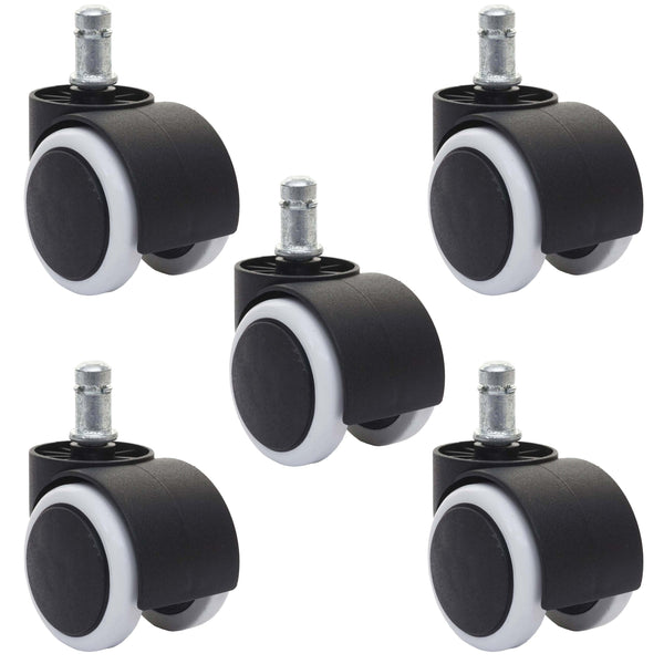 5x Hartbodenrollen Bürostuhl-Rollen 150kg belastbar 50mm weiss