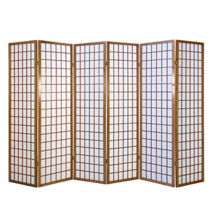 6-panel wooden room divider, brown