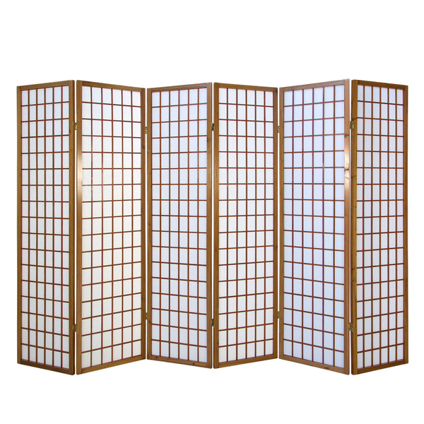 6-panel wooden room divider, brown