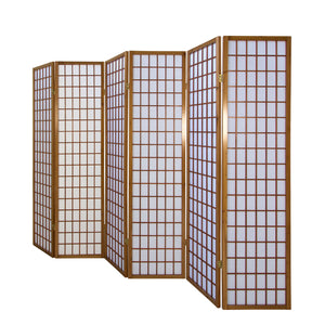 6-panel wooden room divider, brown