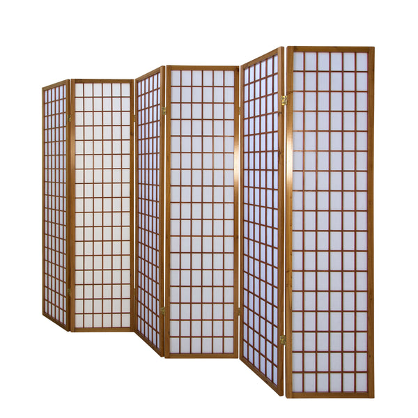 6-panel wooden room divider, brown
