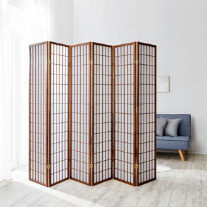 6-panel wooden room divider, brown