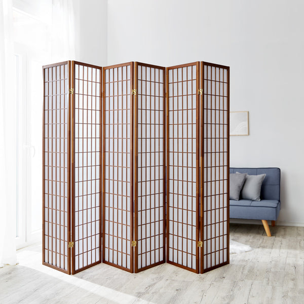 6-panel wooden room divider, brown