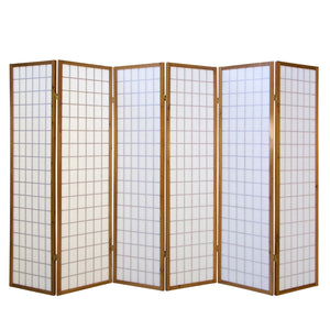 6-panel wooden room divider, brown