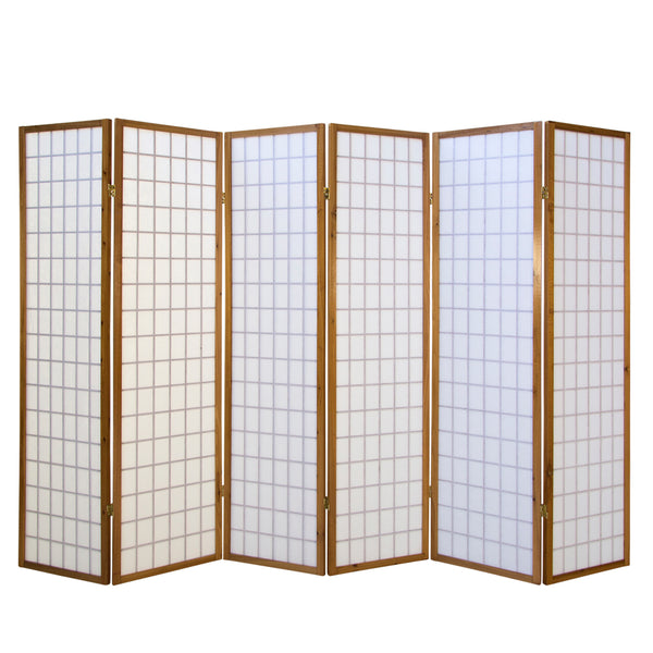 6-panel wooden room divider, brown