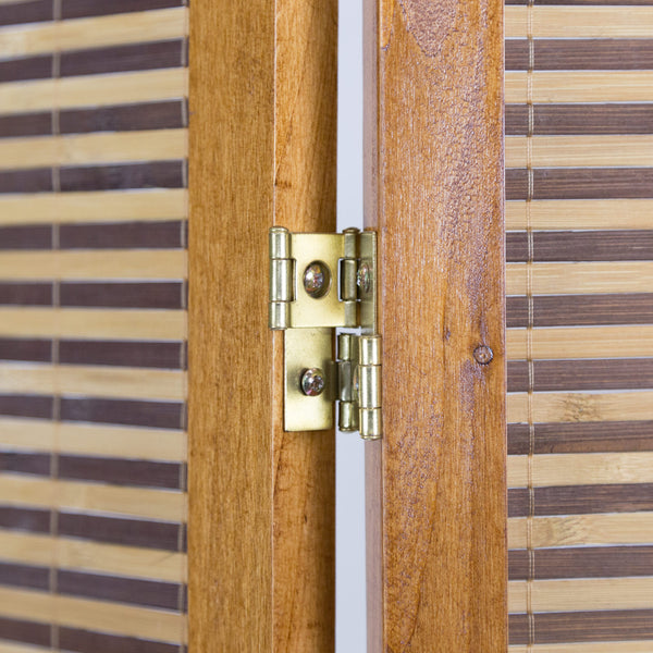 6-teiliger Paravent Raumteiler aus Holz Braun