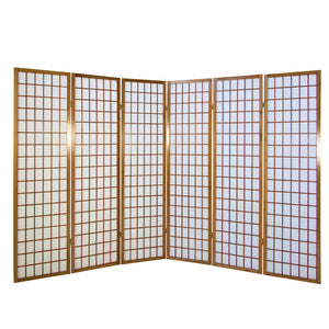 6-panel wooden room divider, brown