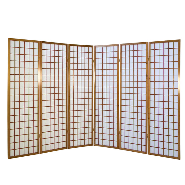 6-panel wooden room divider, brown