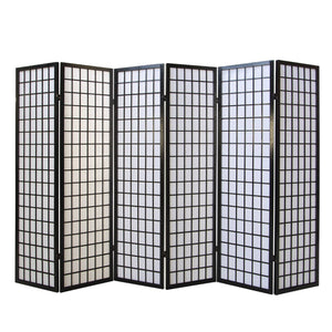 6-panel wooden room divider, black