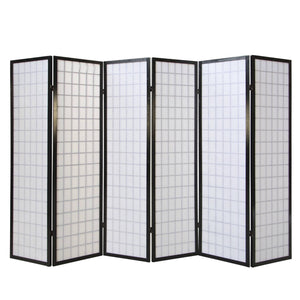 6-panel wooden room divider, black