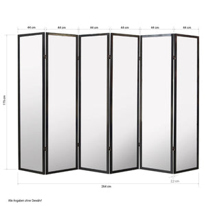 6-panel wooden room divider, black