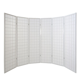 6-panel wooden room divider, white