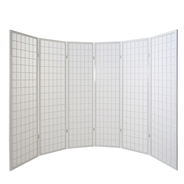 6-panel wooden room divider, white