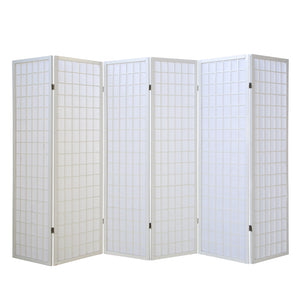 6-panel wooden room divider, white