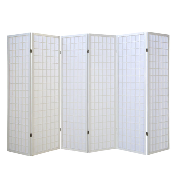 6-panel wooden room divider, white