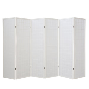 6-panel wooden room divider, white