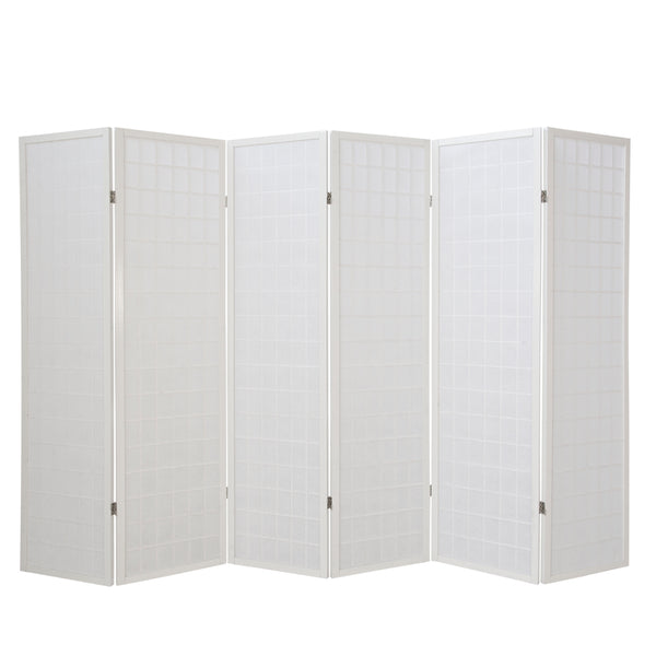 6-panel wooden room divider, white