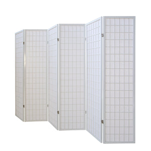 6-panel wooden room divider, white