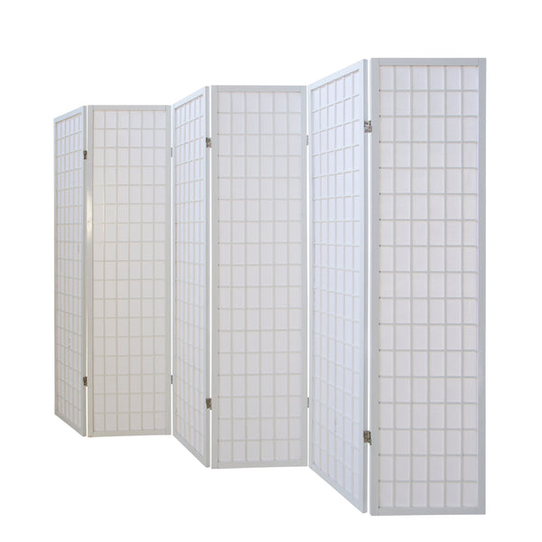 6-panel wooden room divider, white
