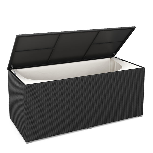 Rattan Kissenbox SINA 190x90x85 cm schwarz