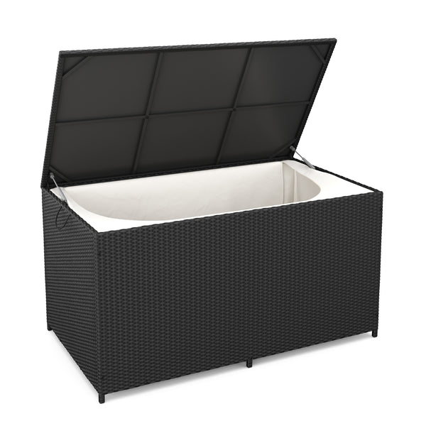 Rattan Kissenbox ZOE 150 x 80 x 85 cm schwarz
