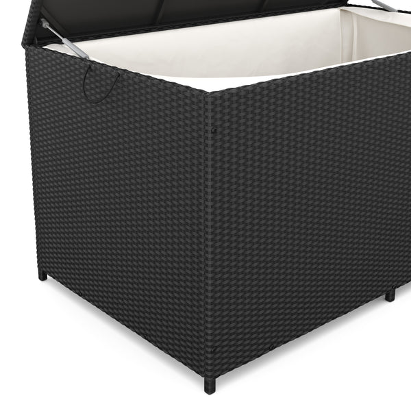Rattan Kissenbox ZOE 150 x 80 x 85 cm schwarz