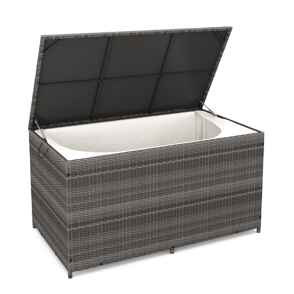 Coffre à coussin en rotin ZOE 150 x 80 x 85 cm gris 
