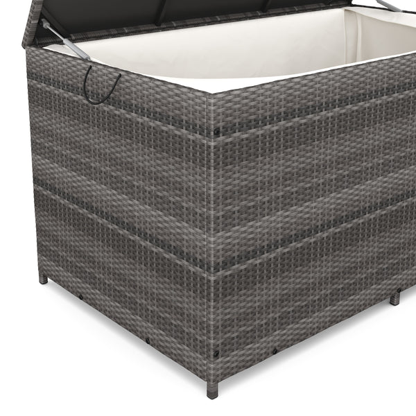 Coffre à coussin en rotin ZOE 150 x 80 x 85 cm gris 
