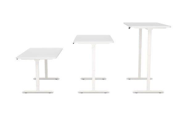 Bureau assis-debout électrique, blanc, 140 x 70 cm