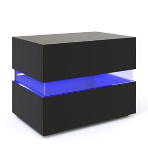 Nachttisch LED LUCA mit 2 Schubladen schwarz