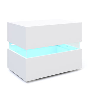 Nachttisch LED LUCA mit 2 Schubladen weiss