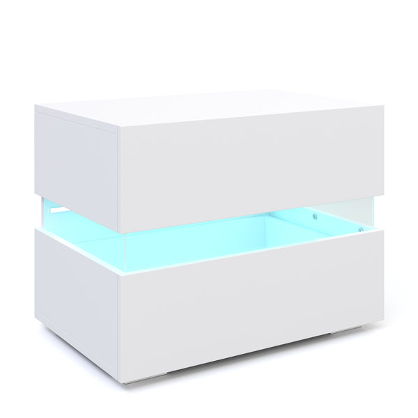 Nachttisch LED LUCA mit 2 Schubladen weiss