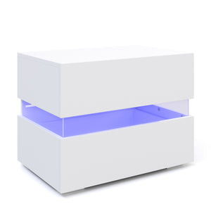Nachttisch LED LUCA mit 2 Schubladen weiss