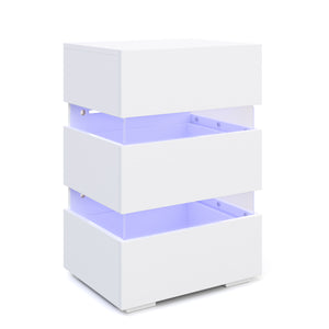 Nachttisch LED BONO mit 3 Schubladen weiss